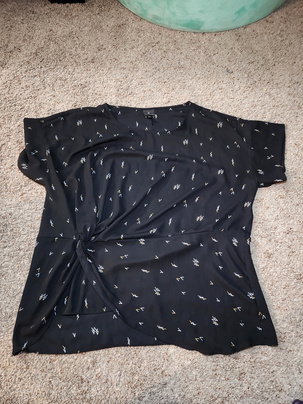 Worthington Black Short-Sleeve Twist-Front Blouse For Womam Size XL